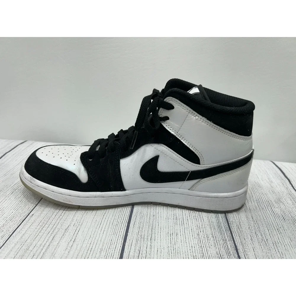 Nike Air Jordan 1 Mid SE Diamond Shorts Sneakers Mens 9.5 Black White Streetwear